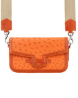 Caia Crossbody in Tangerine Ostrich & Ostrich Leg