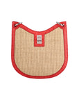 Mini Nova in Natural Raffia & Scarlet Red Ostrich