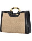 Kai in Black Ostrich Leg & Raffia