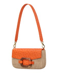 Deya in Tangerine Ostrich & Raffia