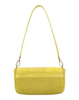 Deya in Warm Olive Ostrich Leg & Yellow Raffia