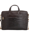 Multi compartment laptop bag in Brown Crocodile