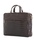 Multi compartment laptop bag in Brown Crocodile