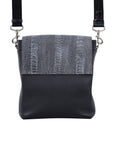 Medium Messenger in Stone wash Black Ostrich Leg & Nappa