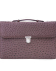 Single clasp briefcase in Nicotene Ostrich