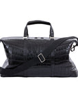 Large Weekender in Black Crocodile