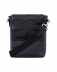 Small Messenger in Crocodile & Black Nappa
