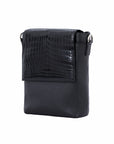 Small Messenger in Crocodile & Black Nappa