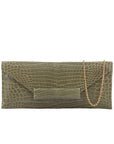 Nile Clutch In Forest Green Crocodile