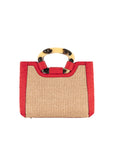 Medium Kai in Scarlet Red Ostrich & Natural Raffia