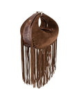 Fringe Lolita in Antelope Suede & Cognac Ostrich Leg