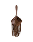 Fringe Lolita in Antelope Suede & Cognac Ostrich Leg