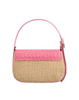 Delphine in Indian Pink Ostrich & Natural Raffia