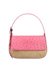 Delphine in Indian Pink Ostrich & Natural Raffia