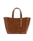 Small Davy Tote in Antelope Suede & Cognac Ostrich Leg
