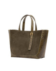 Small Davy Tote in Thyme Suede & Olive Ostrich Leg