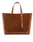 Davy Tote in Antelope Suede & Cognac Ostrich Leg