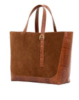 Davy Tote in Antelope Suede & Cognac Ostrich Leg
