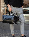 Large Weekender in Black Crocodile