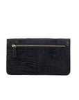 Accordion Crossbody Wallet in Black Ostrich Leg