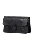 Accordion Crossbody Wallet in Black Ostrich Leg