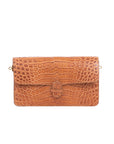Accordion Crossbody Wallet in Cognac Crocodile