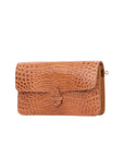 Accordion Crossbody Wallet in Cognac Crocodile