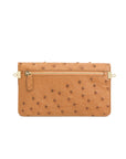 Accordion Crossbody Wallet in Cognac Ostrich