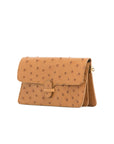 Accordion Crossbody Wallet in Cognac Ostrich