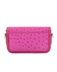 Caia Crossbody in Hot Pink Ostrich & Ostrich Leg Trim