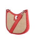 Mini Nova in Natural Raffia & Scarlet Red Ostrich