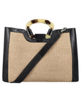 Kai in Black Ostrich Leg & Raffia