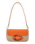 Deya in Tangerine Ostrich & Raffia