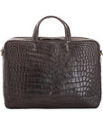 Multi compartment laptop bag in Brown Crocodile