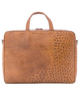 Multi compartment laptop bag in Cognac Maddog Ostrich