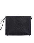 Wrist Pouch in Black Python & Nappa leather
