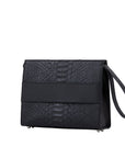 Wrist Pouch in Black Python & Nappa leather