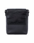 Small Messenger in Crocodile & Black Nappa