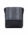 Small Messenger in Stone wash Ostrich Leg & Black Nappa
