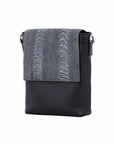 Small Messenger in Stone wash Ostrich Leg & Black Nappa