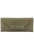 Nile Clutch In Forest Green Crocodile