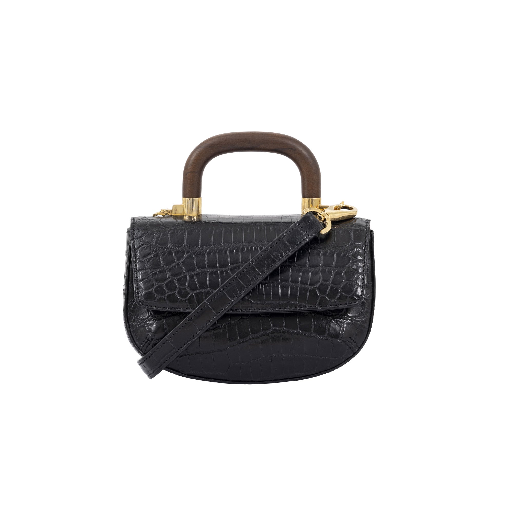 Mini Picco in Black Crocodile