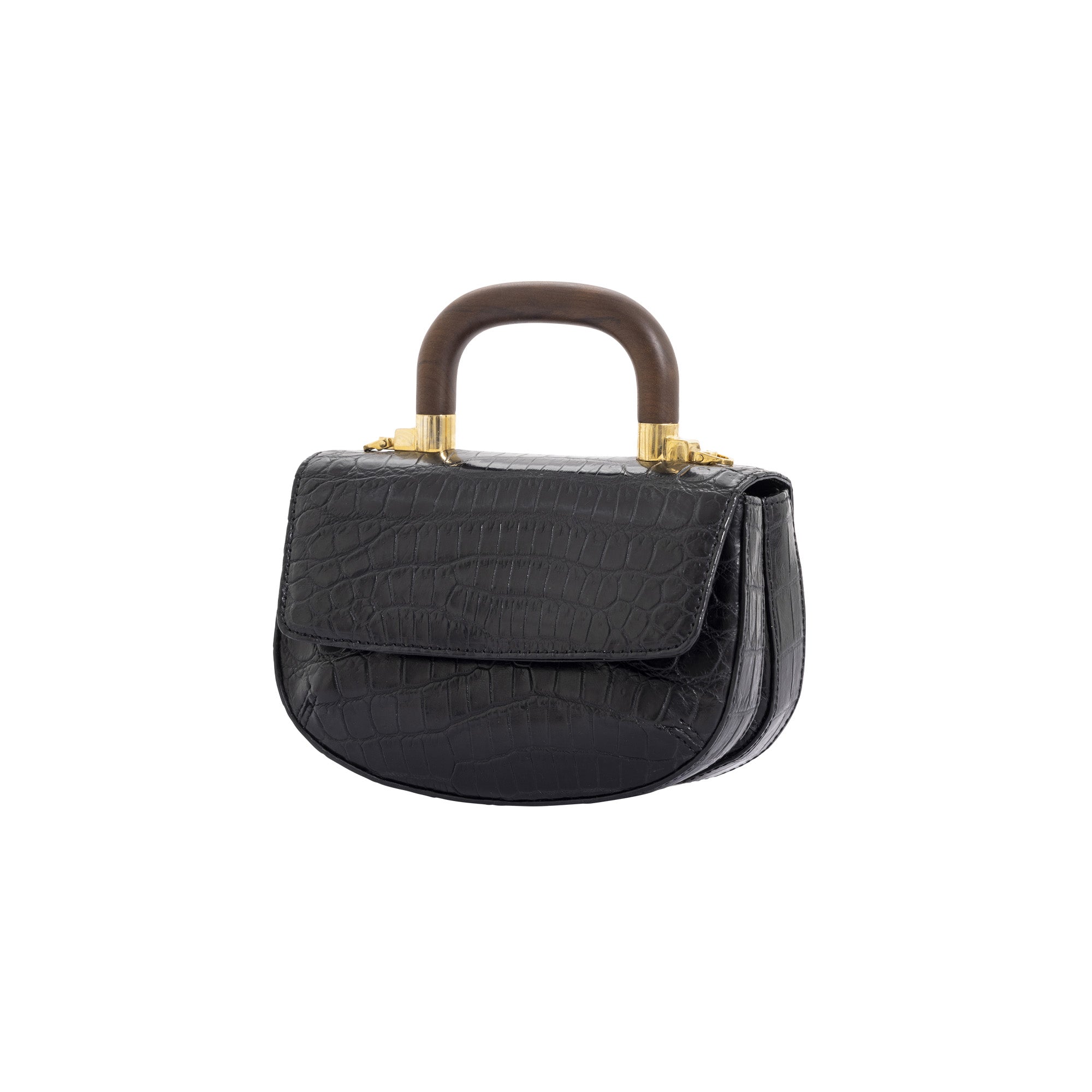 Mini Picco in Black Crocodile