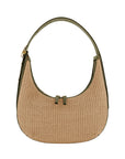 Aspen in Forest Green Ostrich Leg & Natural Raffia