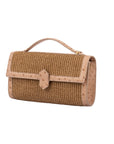 Freye with trim in Caramel Raffia & Desert Ostrich