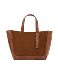 Small Davy Tote in Antelope Suede & Cognac Ostrich Leg