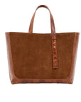 Davy Tote in Antelope Suede & Cognac Ostrich Leg