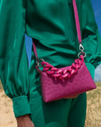 Lola in Hot Pink Ostrich with a Pink Resin Chain
