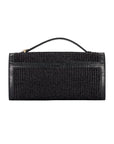 Freye with trim in Black Raffia & Black Ostrich Leg