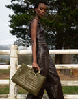 Kai in Forest Green Crocodile